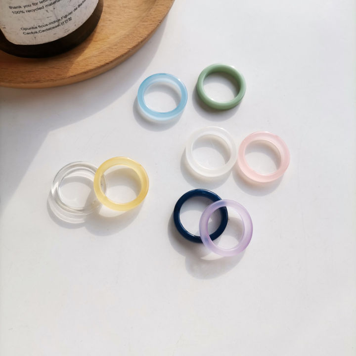 Thick Plastic Rings Rings Crazy Womonan Fashion Vintage Simple Ring Aesthetic Acetate Colorful ...