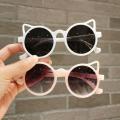 【hot】 Kids Sunglasses Summer Girl Boys Cute Cartoon Cat Ears Ultraviolet-Proof Round Convenience Glasses Eyewear Shades Goggles. 