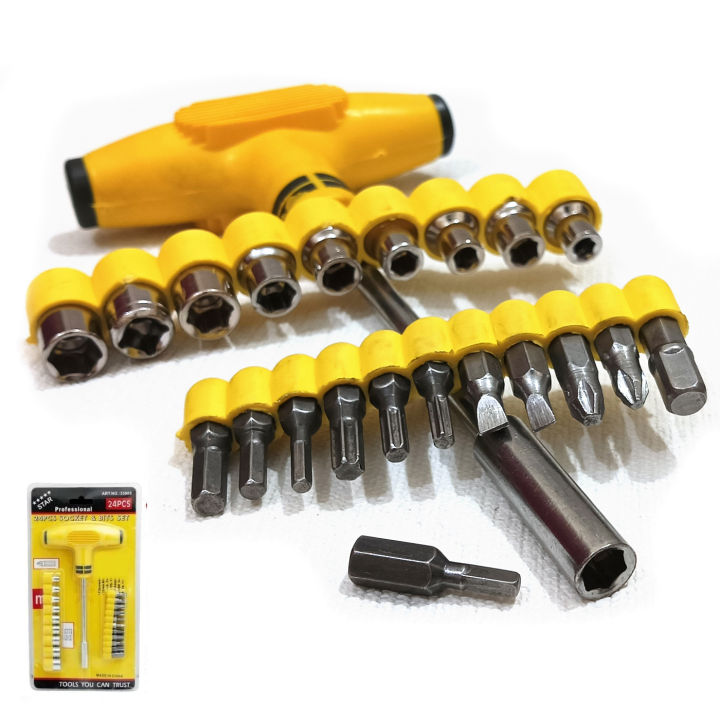 T Shape Screwdriver Set | 24 in 1 Multifunction repair opening tool kit Professional Tools | - JL-1080 Batch Head Ratchet Pawl Socket Spanner Hand Tools