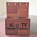 Pack of 2 Universal TV AC Remote Holder Wall Mounted Wooden Stand. 