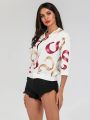 JIM NORA Women's Clthing Fashionable 2023 New Simple American Retro Winter Long Coat Woman Casual Print Zipper Elegant Top. 