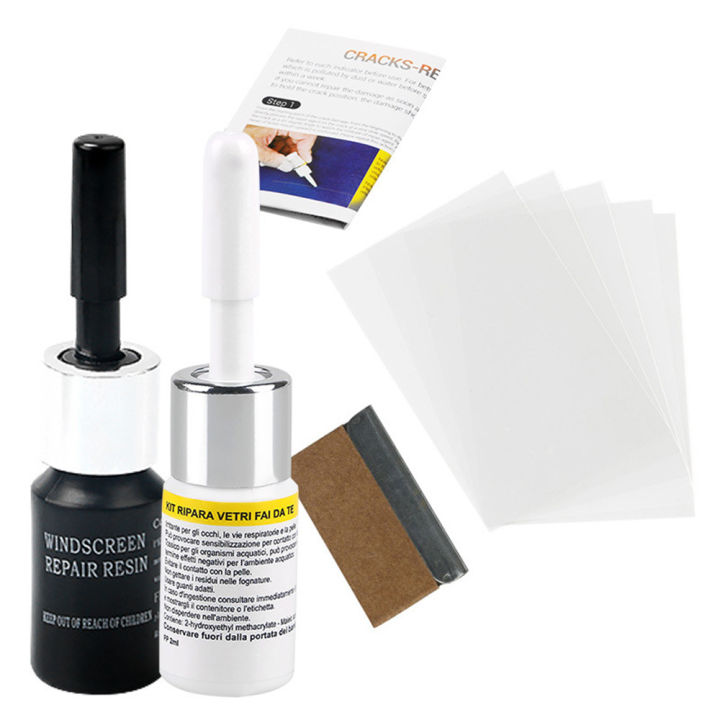 1 set Cracked Glass Repair Kit Windshield Nano Repair DIY Car Window Phone Screen Repair Utensil Scratch Crack Restore Black and white professional design