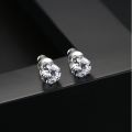 Men's Single Stone Earring Studs Couples Earrings Fashion Contracted 5mm 6mm Zircon Rock Hip Hop Jewelry Silver Color. 
