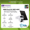 Ezviz 4+4 mp HB90 Dual Kit with Solar Panel Battery Powered Wireless Wi-Fi IP Camera Outdoor Pan/Tilt Security CCTV Camera | AOV Mode 2.0 | Human & Vehicle Shape Detection | Color Night Vision | Weatherproof | Two-Way Talk | Supports Up to 512GB Storage. 