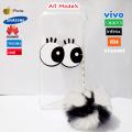 Any Model Samsung Infinix Vivoo Oppoo Huawei Realmee Reno Tecno & Apple_iPhone Back Cover For Girls Fancy Case - 2GudFncyEyesBlackWht  Ladies Mobile Cover Case Pouch & Fluffy Wool Pom Pom Eyes -   Anti Shock Corner Bumper Air Bag Soft  - Black White. 