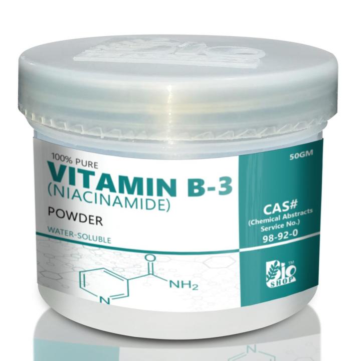 Niacinamide Powder Bio Shop™ 50gm | Vitamin B3 Powder Best for Skin care Recipes & Serums Making 100% Pure Cosmetic Grade