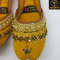 Yellow Khussa Fancy with Golden Work Traditional Pakistani Khussa | Women's Ethnic Wedding Khussa Jutti For Women. 