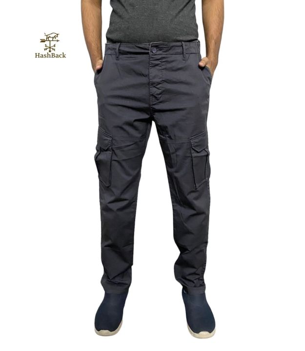 HashBack Stretchable Cargo Pants for Men, TWO POCKET ON BACK - Comfortable and Stylish Cargo Trousers Premium quality