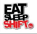 Eat Sleep Shift Car Vinyl Decal Sticker For All COlor Cars WIth White Background Red and Black Fonts 13 by 12 cm. 