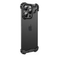 Shaped Metal Corner Pads Case for iPhone 15 Pro Max 14 13 12 Camera Lens Protector Bezel-Less Anti-drop Protective Cover. 