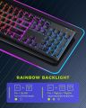 Jelly Comb Backlit Wireless Keyboard, 2.4G Rechargeable Cordless Illuminated Keyboard, Full Size Ergonomic RGB Backlit Gaming Keyboard with Foldable Stand for PC, Laptop, Computer, Desktop, Office model IWG-DHXKB02. 