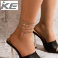 Foot accessories Simple cold punk letter M silver alloy anklet set of 4 for girls for women low price. 