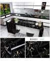 60cm × 200cm Self Adhesive Black / White , Black Gold Marble Sheet for Kitchen - Anti Oil and Heat Resistant Wallpaper. 