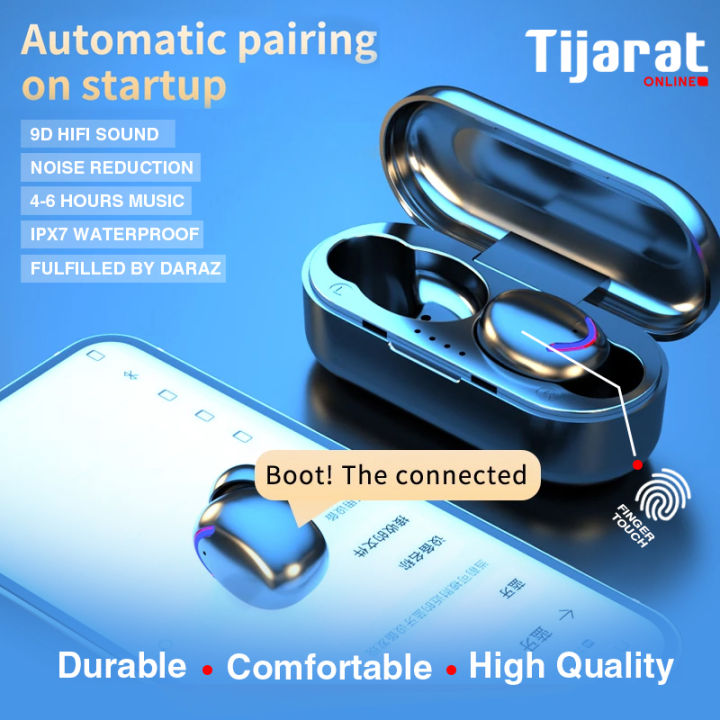 F9 MINI True Wireless Earbuds Tws Earphones Bluetooth Stereo in ear Headphones with Mic, Gaming F9 Buds Pro IPX7 Waterproof Sport Headset, Noise Cancelling Handfree (Wireless Charging Case) 9DStereo bass Touch Control plus for IOS Android Phone – Black