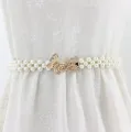 Elegant Butterfly Pearl Rhinestone Belt for Girls Crystal Bridal Waist Belt, Acrylic Pearl. 