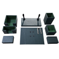 Black / Green Senator Office Desk Organizer 8 Pcs Office Table Set. 