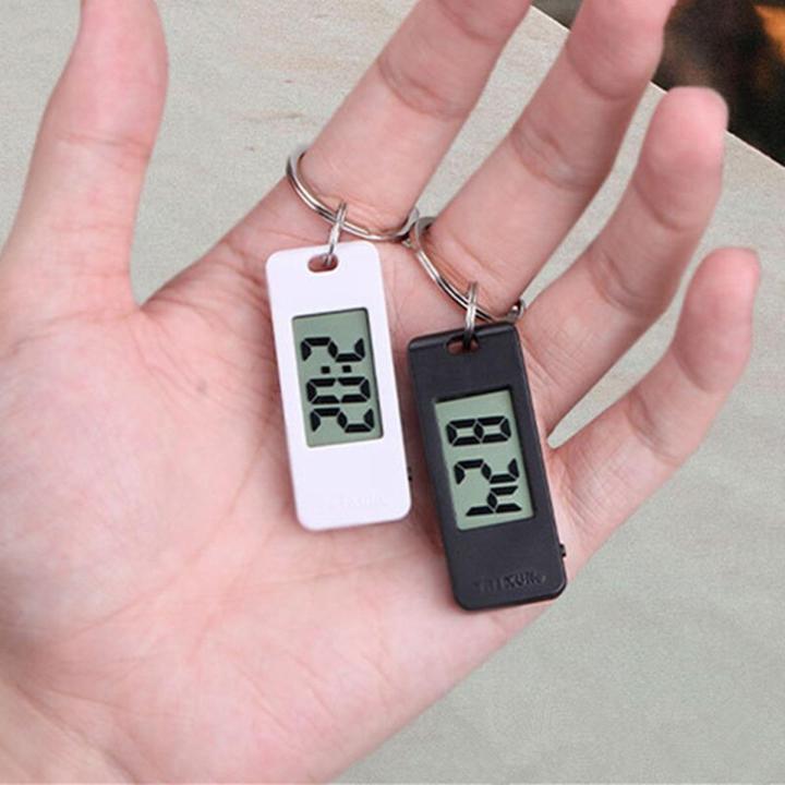 【HOT】 Unisex Student Electronic Clock Keychain Mini Electronic Student Oval Watch Digital Table Time Display Clock Hanging Keychain