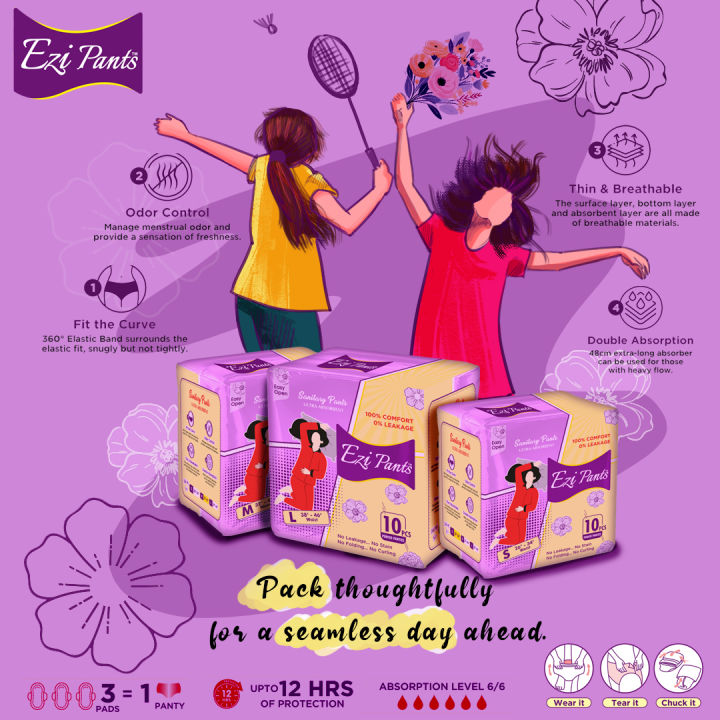 Ezi-Pants Sanitary Pants Ultra Absorbent Protection upto 12 hours