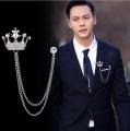 High-end Personality Men's Crown Brooch British Suit Chain Pin Badge Retro. 
