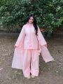 Sleeves Work Short Kurti Farshi Shalwar with Dupatta 3-Piece Casual Dresses for Women. 