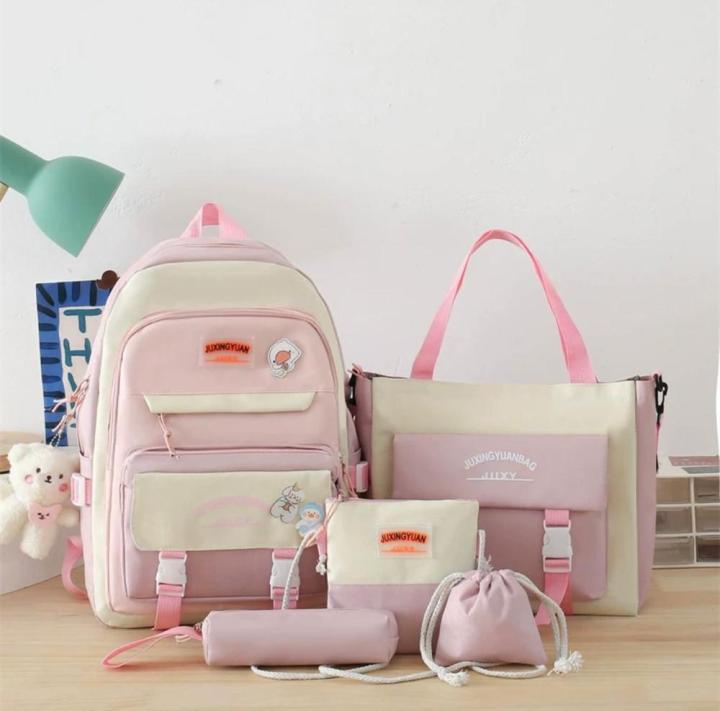 4pcs backpack Children School Bags For Girls Boys Canvas SchoolBag ...