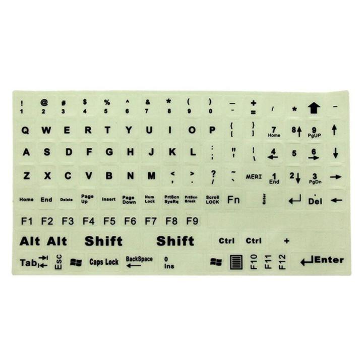 【3C VictoryEagle Store】1 Luminous English Full Keyboard Sticker Film Glow in the Dark Capital Letters Sticker PC Laptop