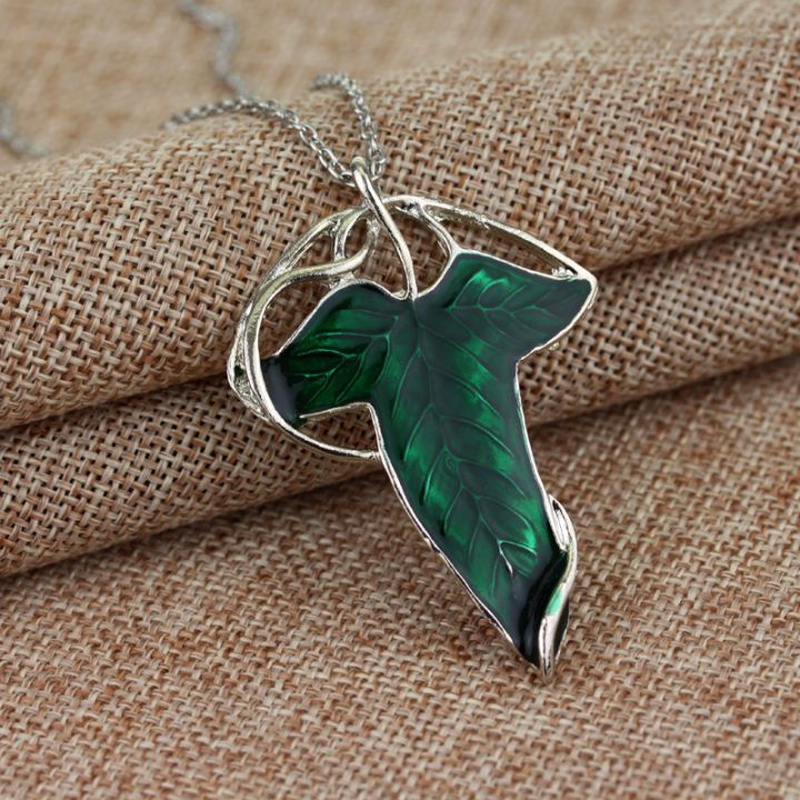 Jewelry Ladies Gift Pendant Necklace Hobie 1 Piece Vintage Green Leaf Man Lord of the Rings Elf Pendant Chain Necklace
