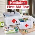 First Aid Box and Travel Medicine Storage Box, Plastic Medicine Kit Case Container Empty, Medical Box with Lock Lid & Handle, Emergency Supplies Organizer for Family and Traveling, Clear. 