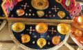 Multicolour Beautiful Mehndi Tray With 10 Diya and 1 Mehndi Banner For Mehndi Rasam. 
