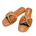 New 2025 Eid Collection Elegant Design Stylish Wear Flat Sandal for Women and Girls by Nagra Shoes - NS-50014- Brown. 