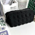 Polyester Pencil case Adorable 23*6*10cm Black/Beige Korean stationery Puffs Pen case for Students Office Artists Organizing Travel. 