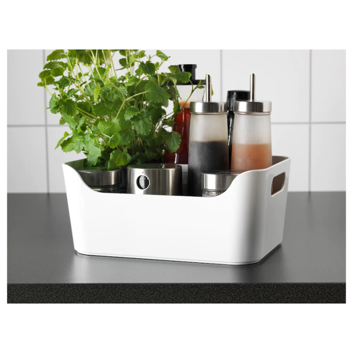 IKEA VARIERA Box, white 24 x 17 cm with handles – Fine Pet Plastic – Used as Drawer Organizer, cabinet, Kitchen drawers & Shelves