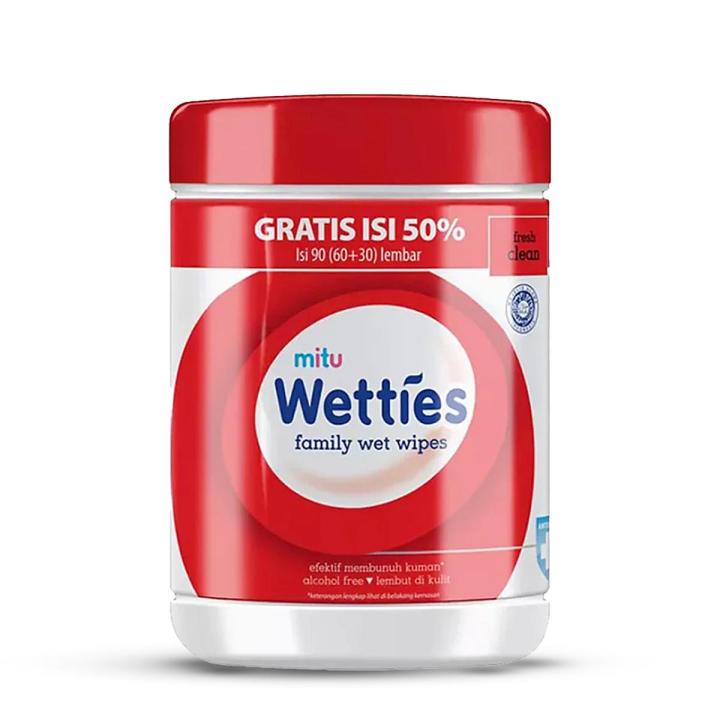 Wet Wipes For Baby - Wet Tissue - Wipes For Face - Soft Moisture Wipes For Baby - Mitu Baby Wetties Bottle (Fresh Clean) (Fresh Lemon) (60+30 =90 sheets)