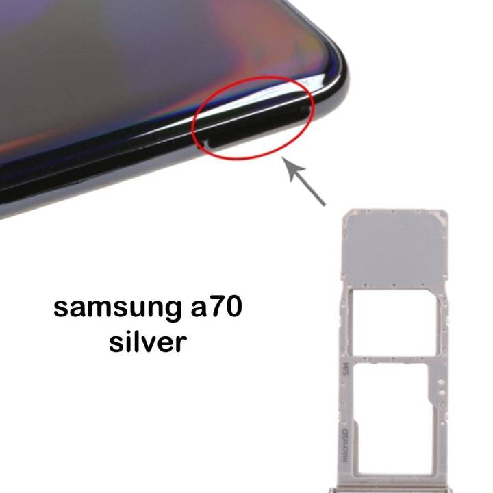 Samsung A70 Silver Dual Sim Card Tray And Micro SD Card Slot Holder