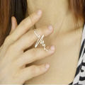 Gold Plated Heartbeat Stainless Steel Woman Necklace Jewelry. 
