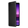 For Sony Xperia 1 III Carbon Fiber Texture Horizontal Flip TPU + PC + PU Leather Case with Card Slot. 