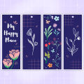 Blue Cute Aesthetic Floral Bookmarks | Waterproof Bookmarks | Cute Bookmarks. 