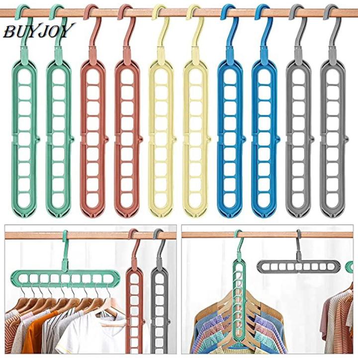 BuyJoy Space Saving Hangers & Magic Hangers For Cloths - Strong Plastic 9 Hole Wardrobe Hangers ( Same Colors)