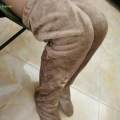 Thigh High Socks Costume Women Kids Boot Socks Stocking Plush Leg Warmers Khaki. 