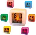 Digital Table Clock 7 Color Changing Led Lights Big Size Big size Digital Screen Temperature & Calendar & Battery Operated Glowing LED Table Alarm Clock. 