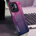 Quiberk for Infinix Smart 9 HD / Hot 50i Tempered Glass Hard Case Gradient Color Back + Soft Frame Shockproof Phone Cover. 