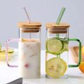 Aesthetic Glass Mug with Bamboo Cap & Reusable Straw – Pinterest Find Heat-Resistant Square Mug with Handle for Iced Beverages, Smoothies, Cocktails & Infused Water , Hot Drinks for Grils |  Woman. 