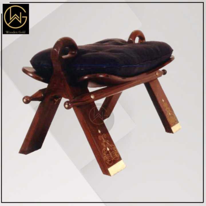 WOODEN GOLD- Camel Seat Stool-CAMEL SADDLE STOOL WITH LEATHER CUSHION-ROSEWOOD AND LEATHER CAMEL SADDLE STOOLS