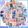50Pcs/Bag Beverage Stickers Water-proof Cute Pink Blue PVC Vinyl Sticker for Skateboard. 