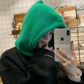 Knitted Hooded Caps Winter Balaclava Hats Women Korean Style Outdoor Warmer Drawstring Hats One-piece Neck Collar Beanies Cap Dinner Ronvsa. 