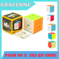 Rubik Cube,  Pack of 5 Rubik Cube 3x 3QiYi, Original Rubik Cube 3x3 Sticker less, Fast Speedy Magic Rubik Cube, Scramble Cube. 