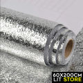 Self Adhesive Aluminium Foil Sticker Roll, Oil Proof Waterproof Aluminium Sheet DIY Wallpaper, Heat Resistant Backsplash Aluminium Sticker for Home, Kitchen, Stove, Cabinet, Wall, Drawers, and Furniture lit store. 