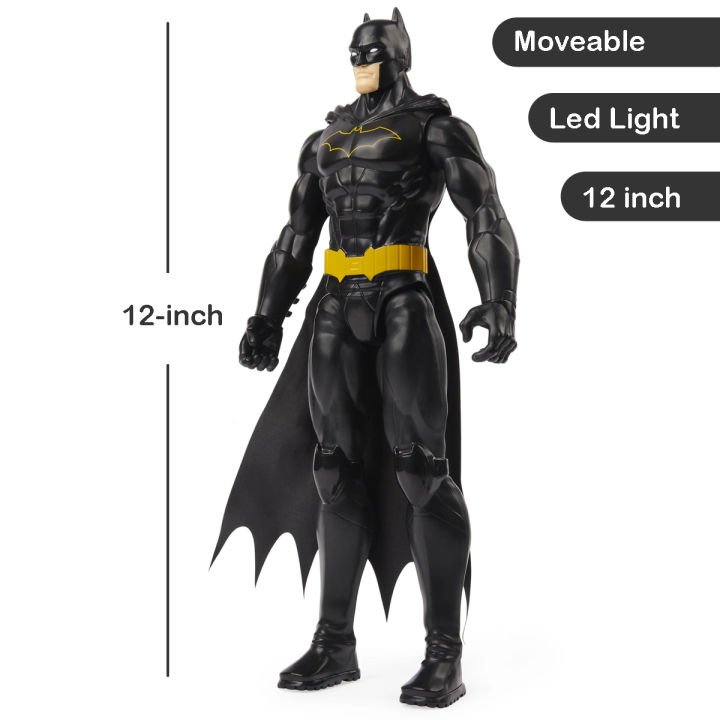 Batman Action Figures 12 inch Big Size - Movable Head Arms Legs and Knee With Led Light - Avengers Marvel and DC Character Large Bat Man Toy Superhero Toys Moveable Super Hero Figure For Kids Boys Girls Children