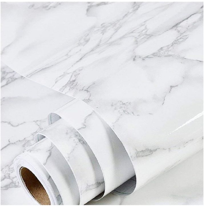 Vinyl Marble Paper Roll perfect for kitchen and bathroom countertop Covers cabinets furniture walls with thick, waterproof contact wallpaper