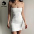 Women Spaghetti Straps Skirt Solid Color Low Boat Neck Tight-fitting Sleeveless Suspender Hips-wrapped Bodycon Dress For Evening Party. 